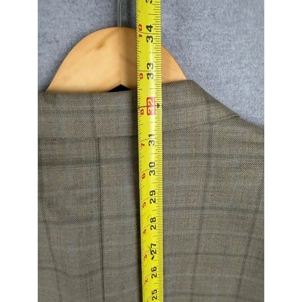 Joseph Abboud Nordstrom Mens 41R Blazer Tan Brown Windowpane Wool Silk Sport